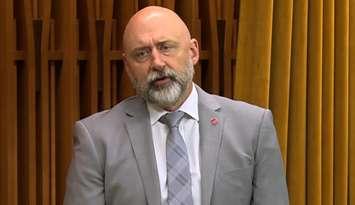 MP Alex Ruff delivers speaking in tribute to the Walkerton crash victims in the House of Commons, June 17, 2025. Image from Alex Ruff's YouTube page.