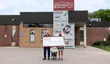 Humane Society of Kitchener Waterloo & Stratford Perth receives a $100K donation from Elmira Pet Products. Photo provided by the humane society. 