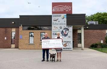 Humane Society of Kitchener Waterloo & Stratford Perth receives a $100K donation from Elmira Pet Products. Photo provided by the humane society. 