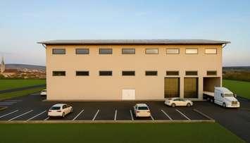 An artist rendering of a new manufacturing warehouse at 9 Humber Street in Stratford. Photo from www.skarbinc.com.