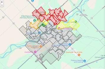 Screenshot of power outage map in Chatham-Kent (Photo by: Entegrus)