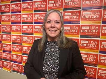 Lisa Gretzky celebrates her election win at her campaign office, February 27, 2025. (Photo by Maureen Revait) 