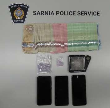 Drugs and cash seized by Sarnia police - Apr. 9/25 (Photo Courtesy of Sarnia Police Service)