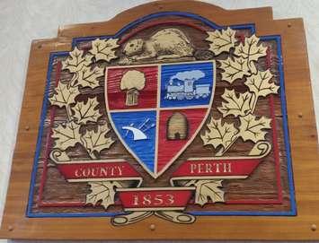 Perth County Coat of Arms, part of the preliminary design for the new County tartan. (Photo by Victor Young)