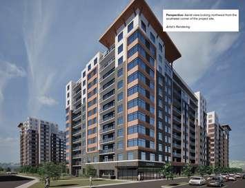 An artist's rendering of a new series of apartment complexes proposed for 770 St. Clair Street in Chatham. (Photo provided by the Municipality of Chatham-Kent)