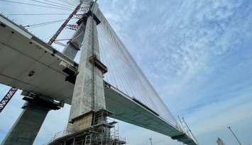 The Gordie Howe International Bridge deck nearing completion, May 14, 2024. (Photo by Maureen Revait) 