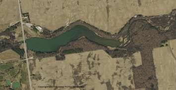 Aerial image of the ABCA's Morrison Dam and trail. (photo submitted) 