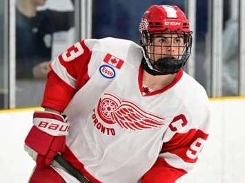 Sarnia Sting 2025 first round draft pick Brenner Lammens of the Toronto Red Wings U16 AAA team (Dan Hickling/OHL Images)
